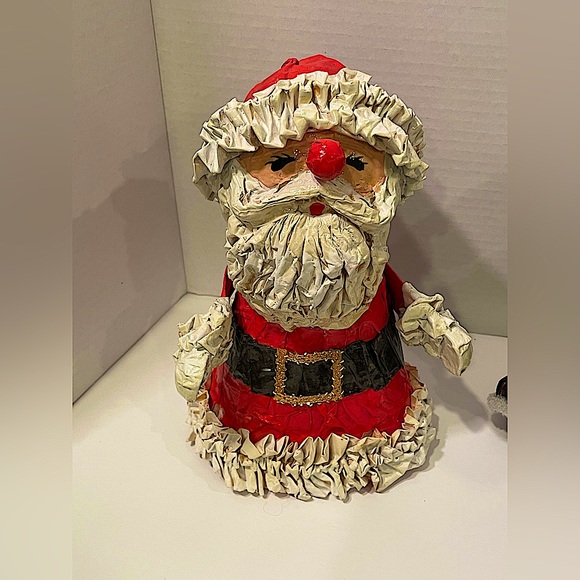 Vintage Paper Holiday Figures. Santa (9”) and Father Time (11”). Handmade . - Picture 2 of 11